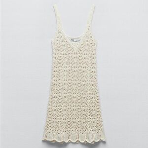 Zara Ecru Textured Knit Mini Dress